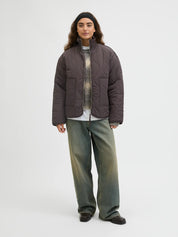 Serena Brown Mid Quilted Zip Jacket