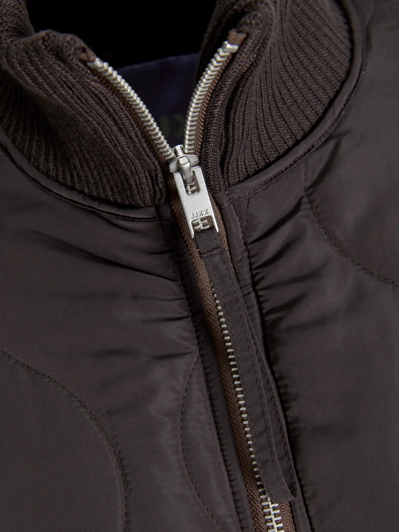 Serena Brown Mid Quilted Zip Jacket