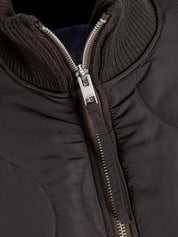 Serena Brown Mid Quilted Zip Jacket