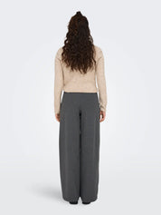Geggo Button Grey Wide Leg Trousers