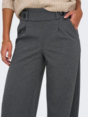 Geggo Button Grey Wide Leg Trousers