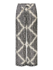 Hairon Paisley Print Satin Wide Leg Trousers