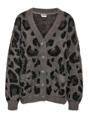 Flynn V-neck Fluffy Leopard Cardigan
