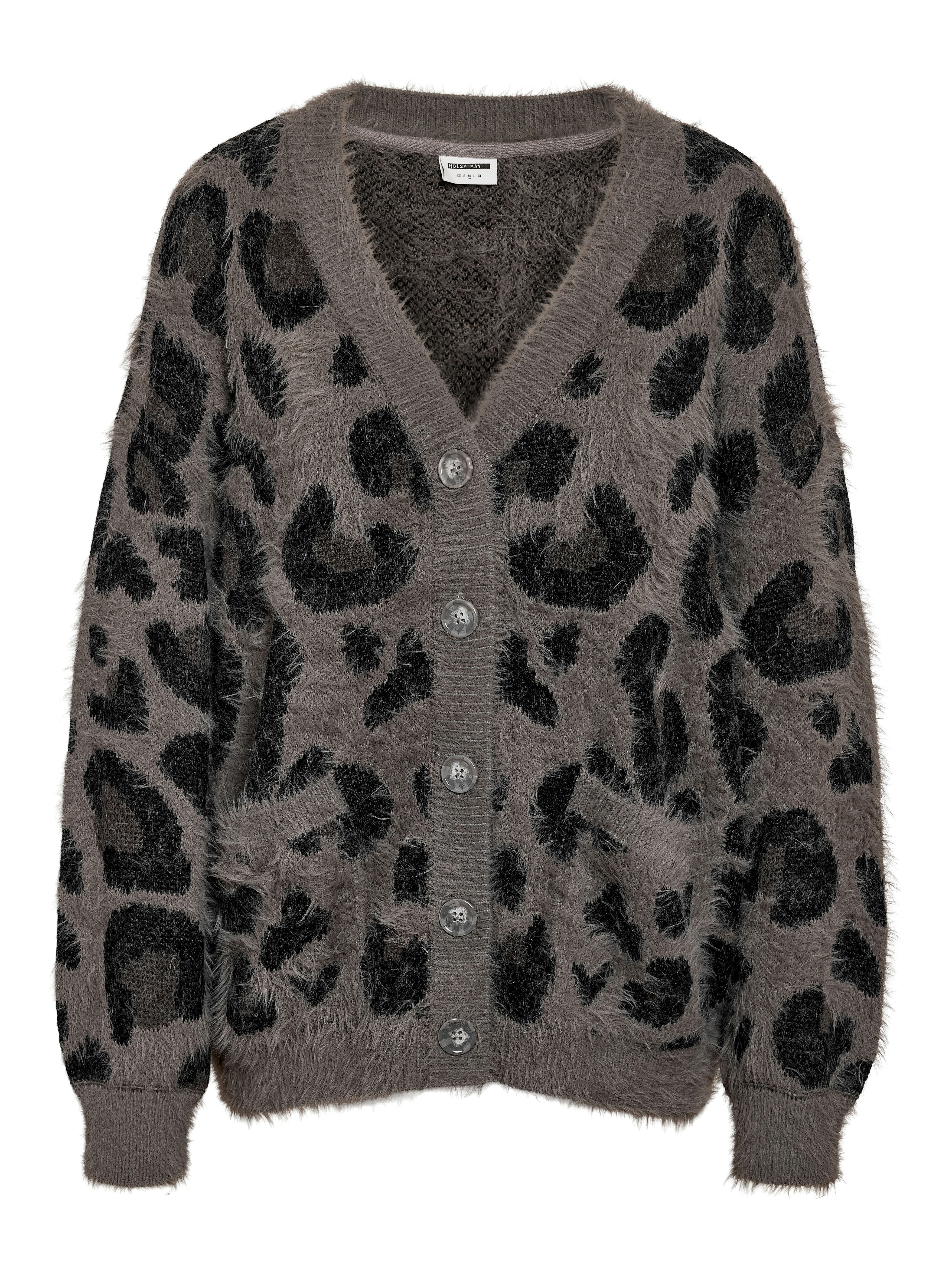 Flynn V-neck Fluffy Leopard Cardigan