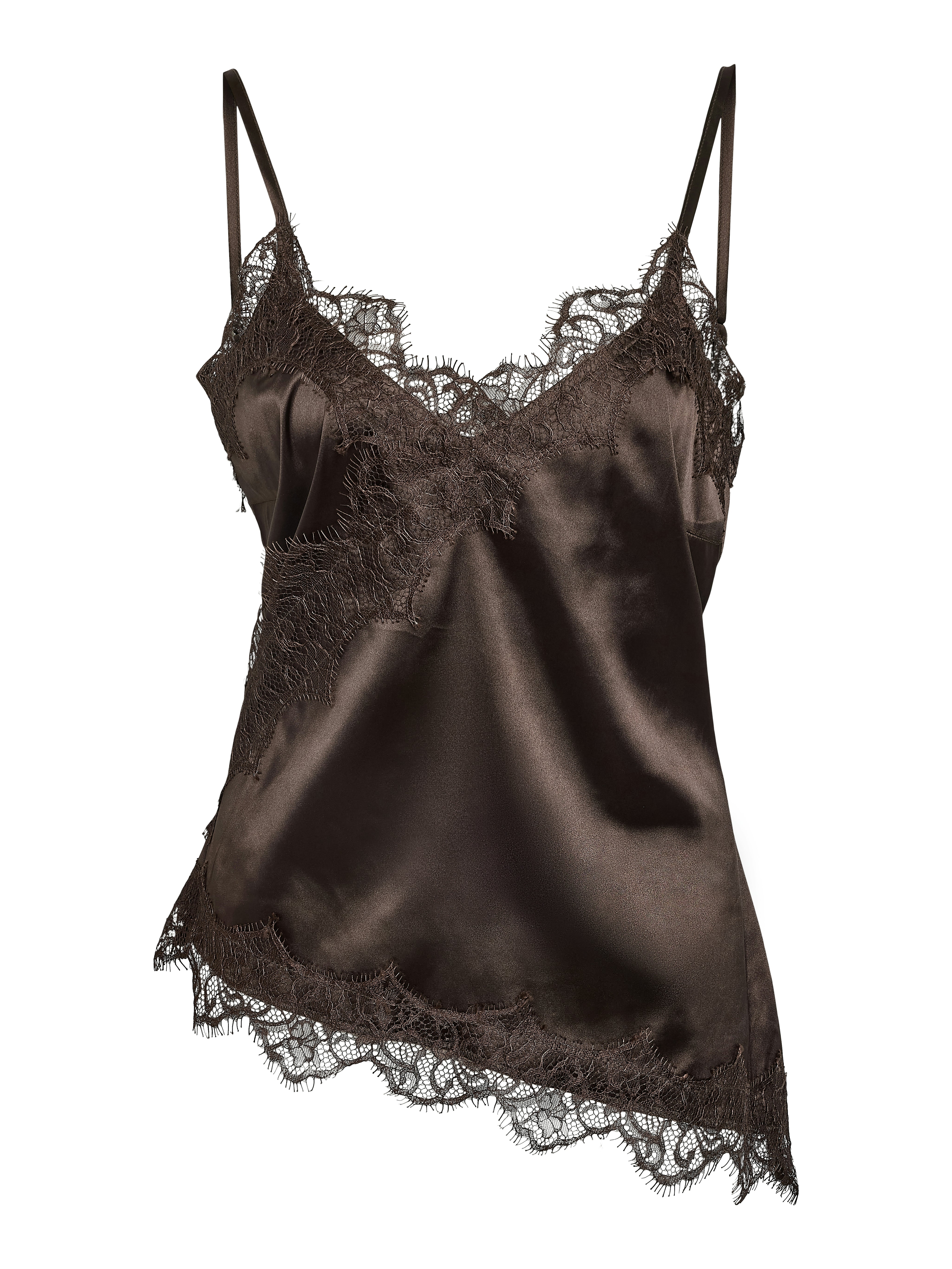 Sofie satin and Lace Vest Brown