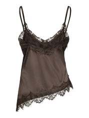 Sofie satin and Lace Vest Brown