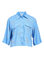 Mika  Embellished Cropped Linen Shirt