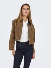 Only Cava Contrast Collar Jacket Tan