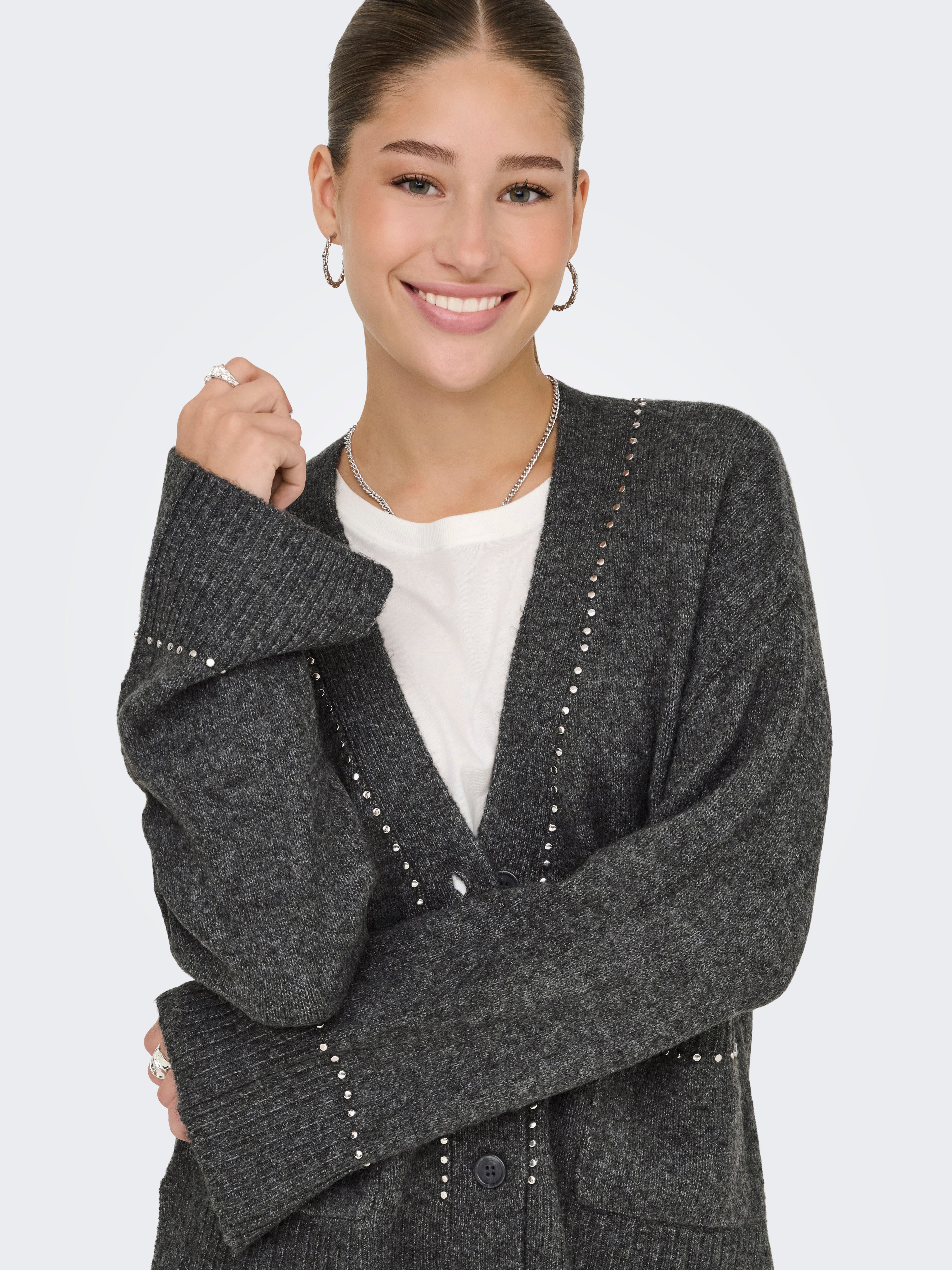 Elsie Grey Stud Detail Cardigan