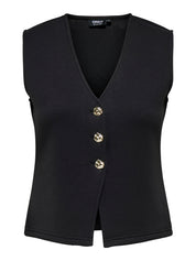 Naomi Black Vest with Gold Buttons