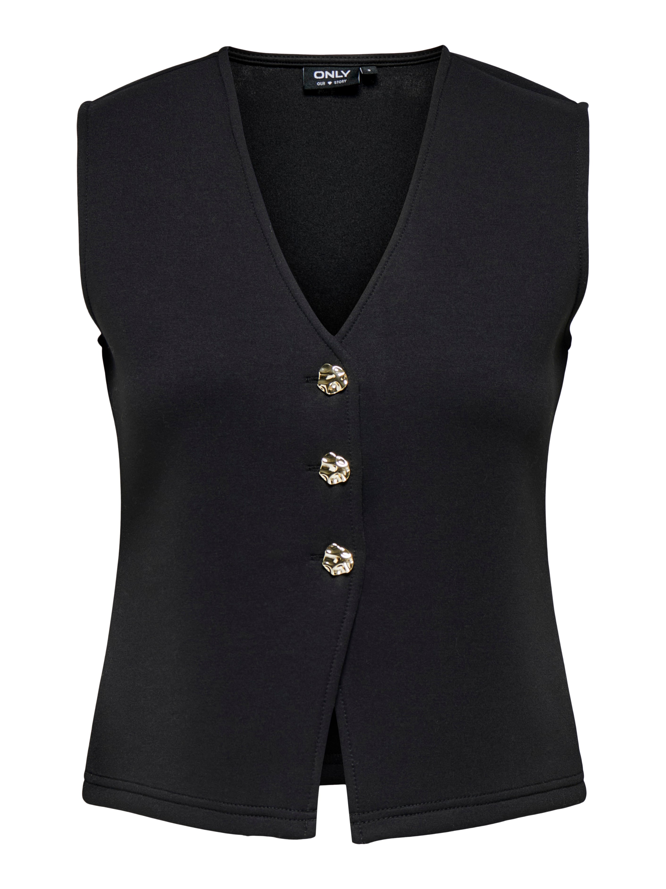 Naomi Black Vest with Gold Buttons
