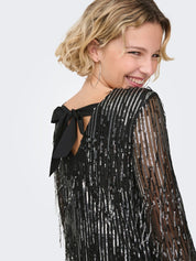 Spacy Drop Sequin Bow Back Mini Dress