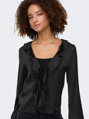 Mika Satin Frill Front Blouse