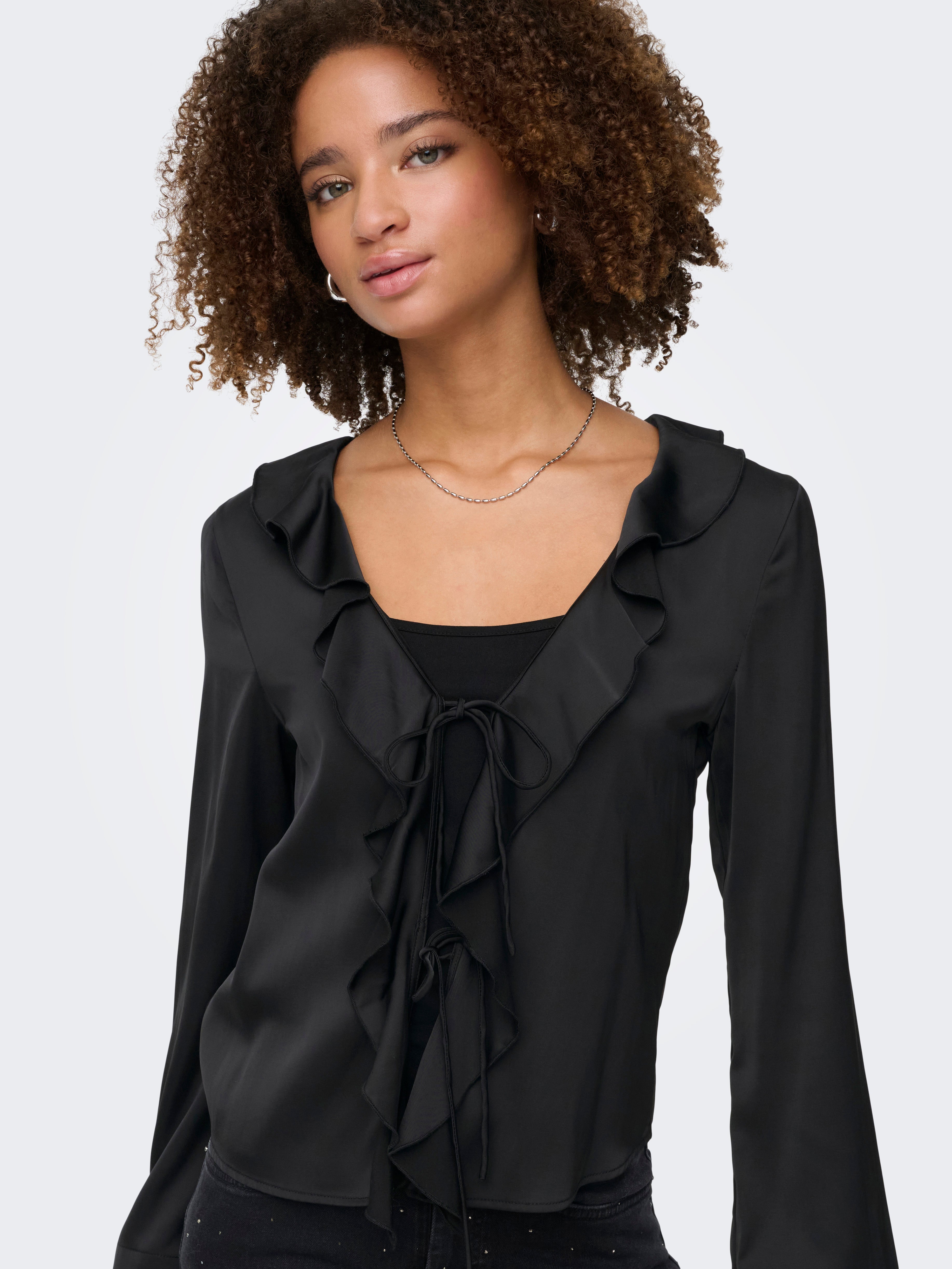 Mika Satin Frill Front Blouse