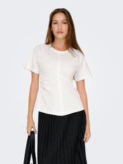 Marie White Ruched  T-Shirt Top
