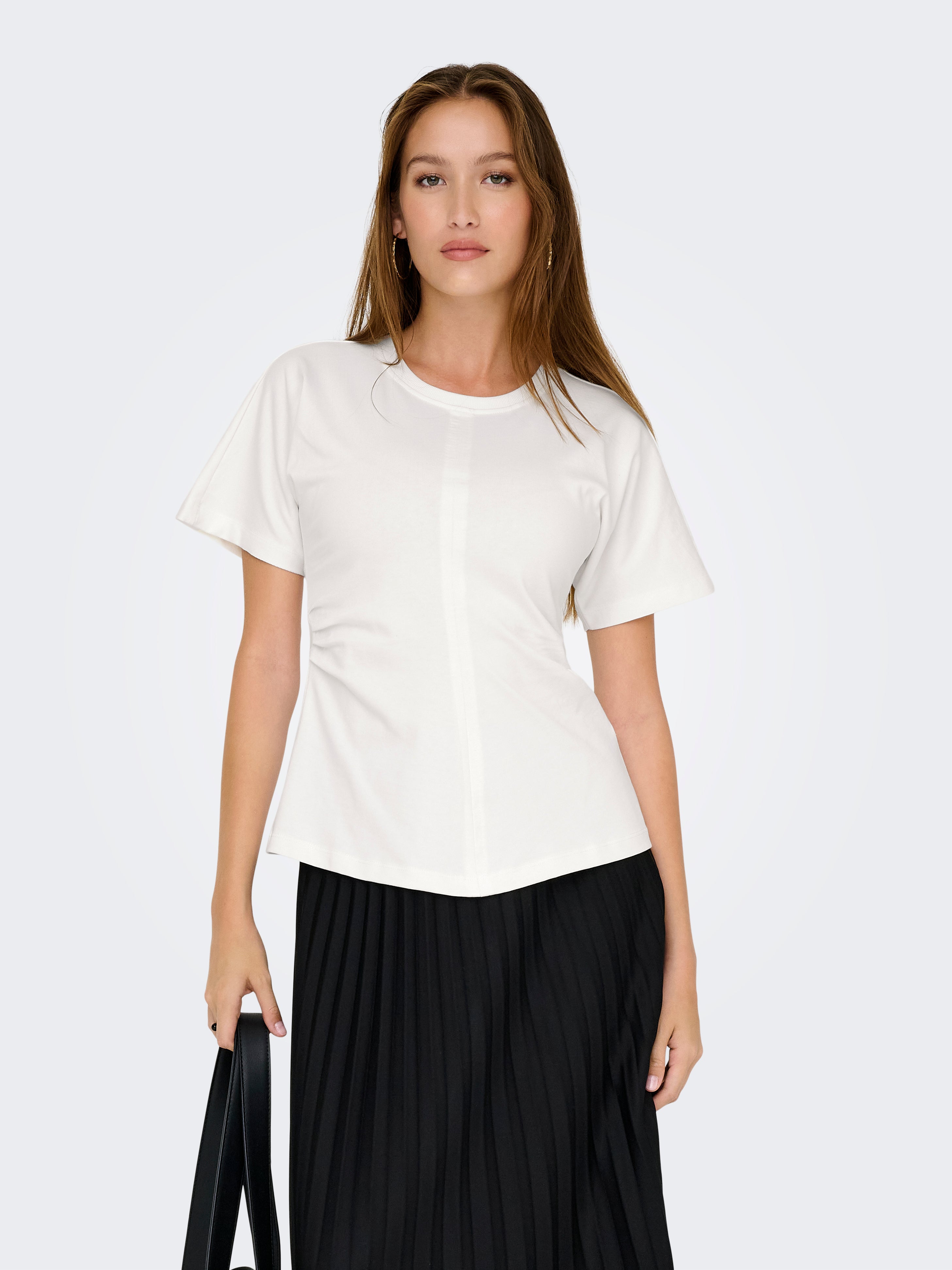 Marie White Ruched  T-Shirt Top