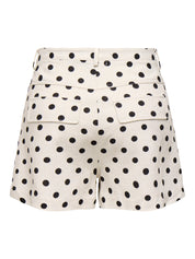 Tamila Cream Linen Polka-dot Pleat Shorts