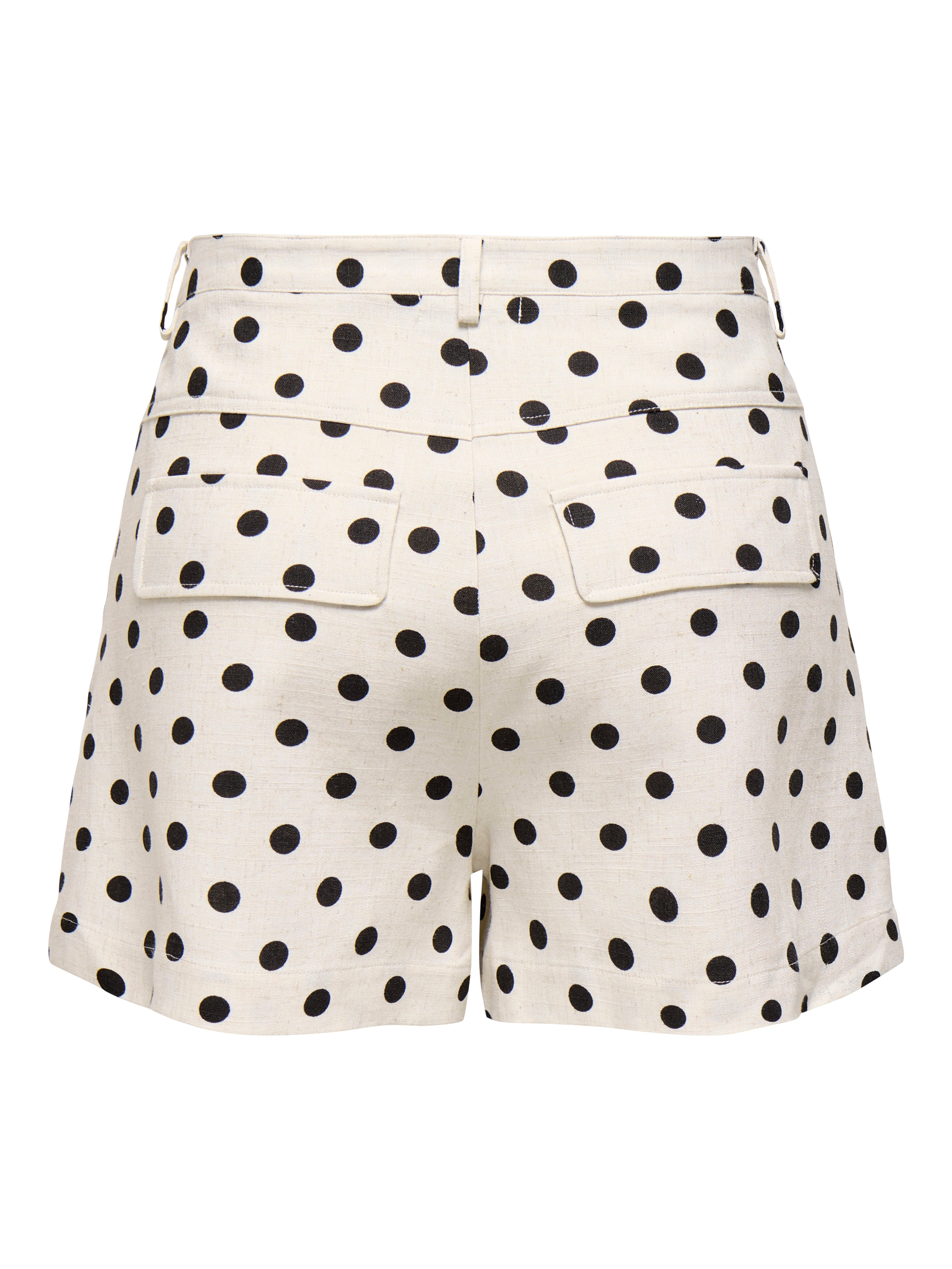 Tamila Cream Linen Polka-dot Pleat Shorts