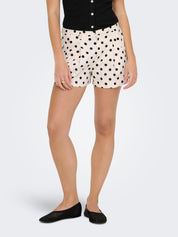 Tamila Cream Linen Polka-dot Pleat Shorts