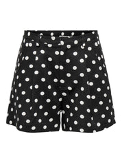 Tamila Black Linen Polka-dot Pleat Shorts