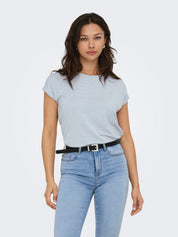 Claudia Lurex Stripe Tee Blue