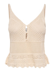 Lison Peplum Knit Vest Cream