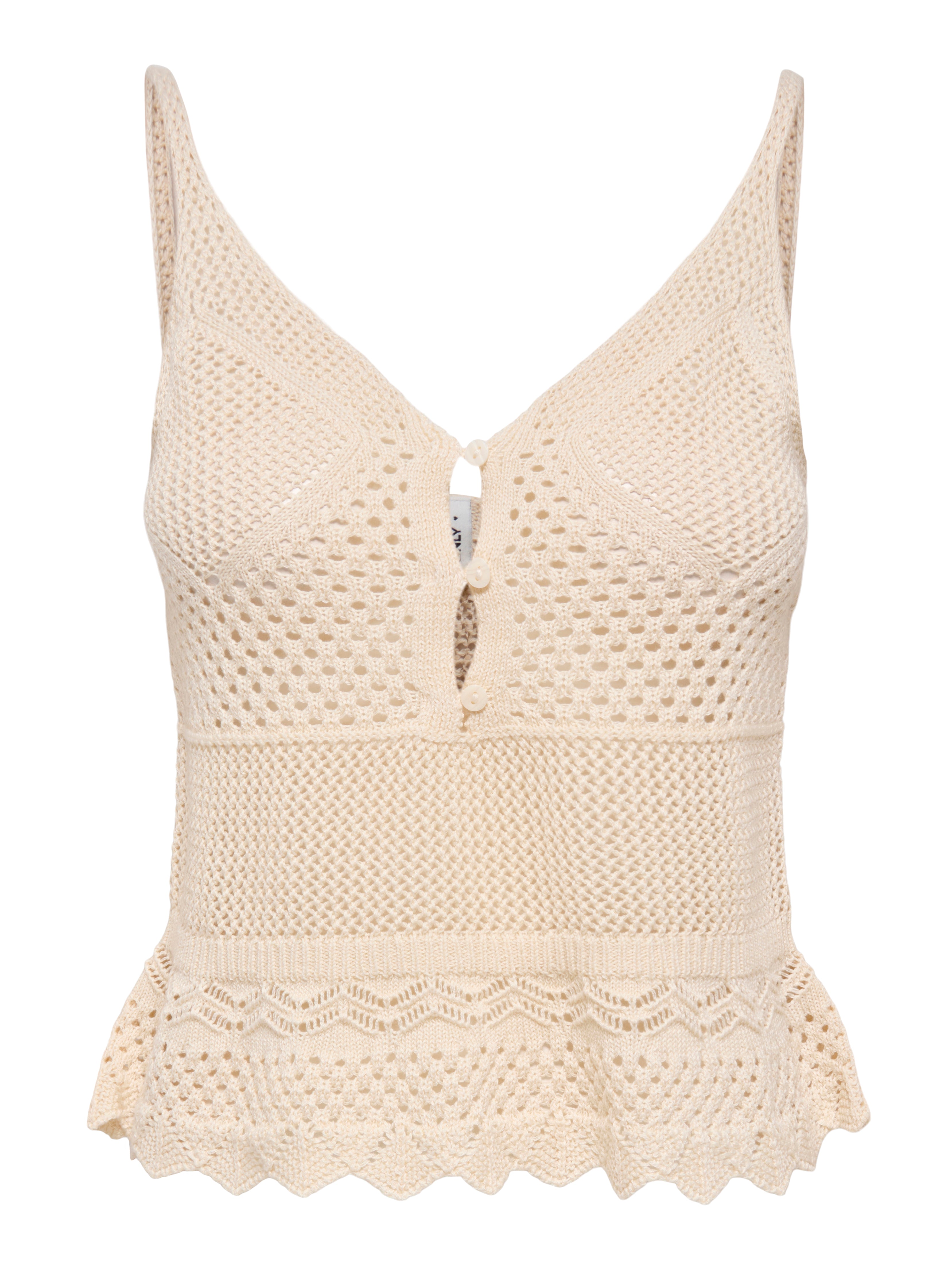 Lison Peplum Knit Vest Cream
