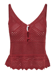 Lison Peplum Knit Vest Rusty Red