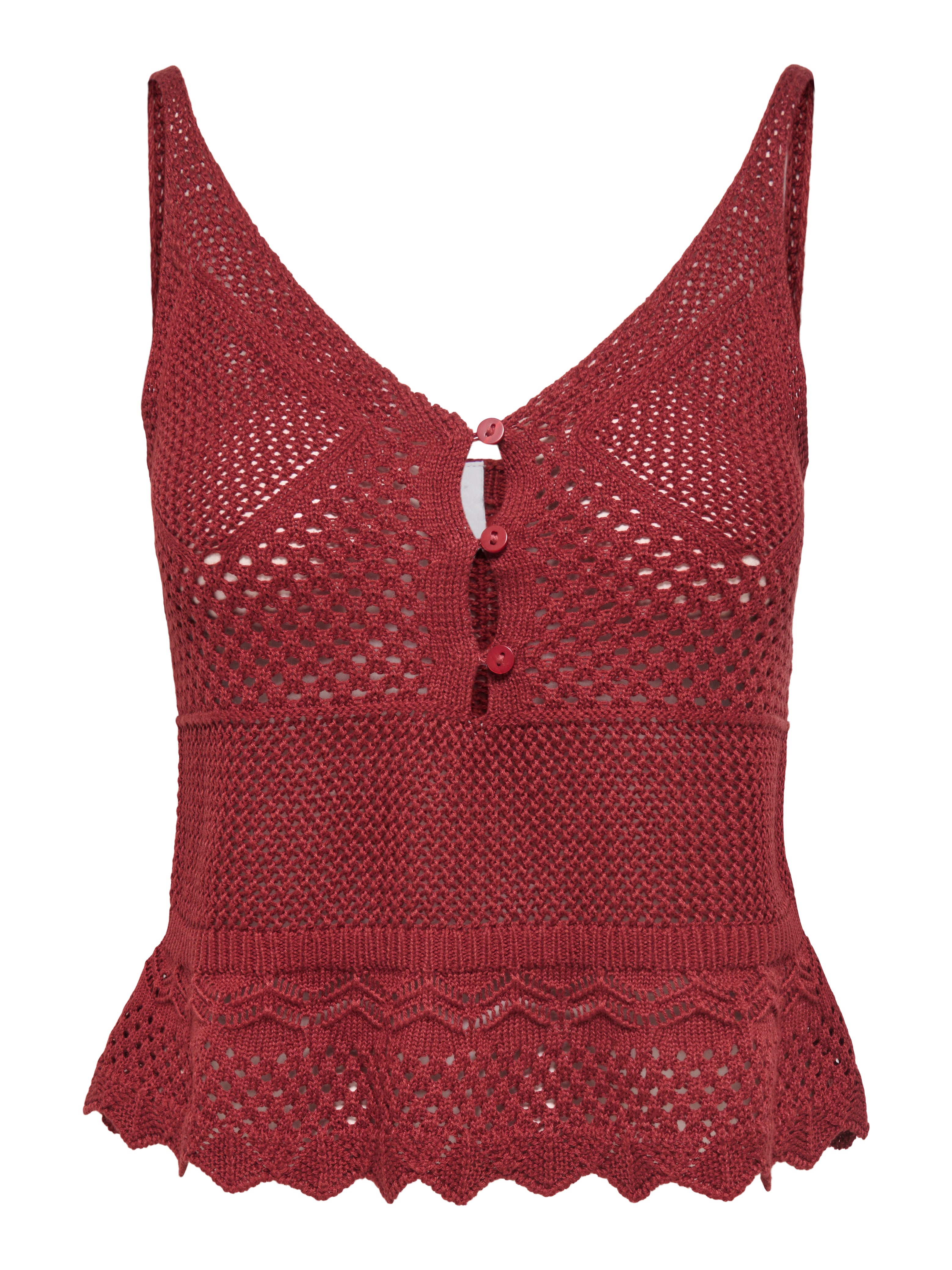 Lison Peplum Knit Vest Rusty Red