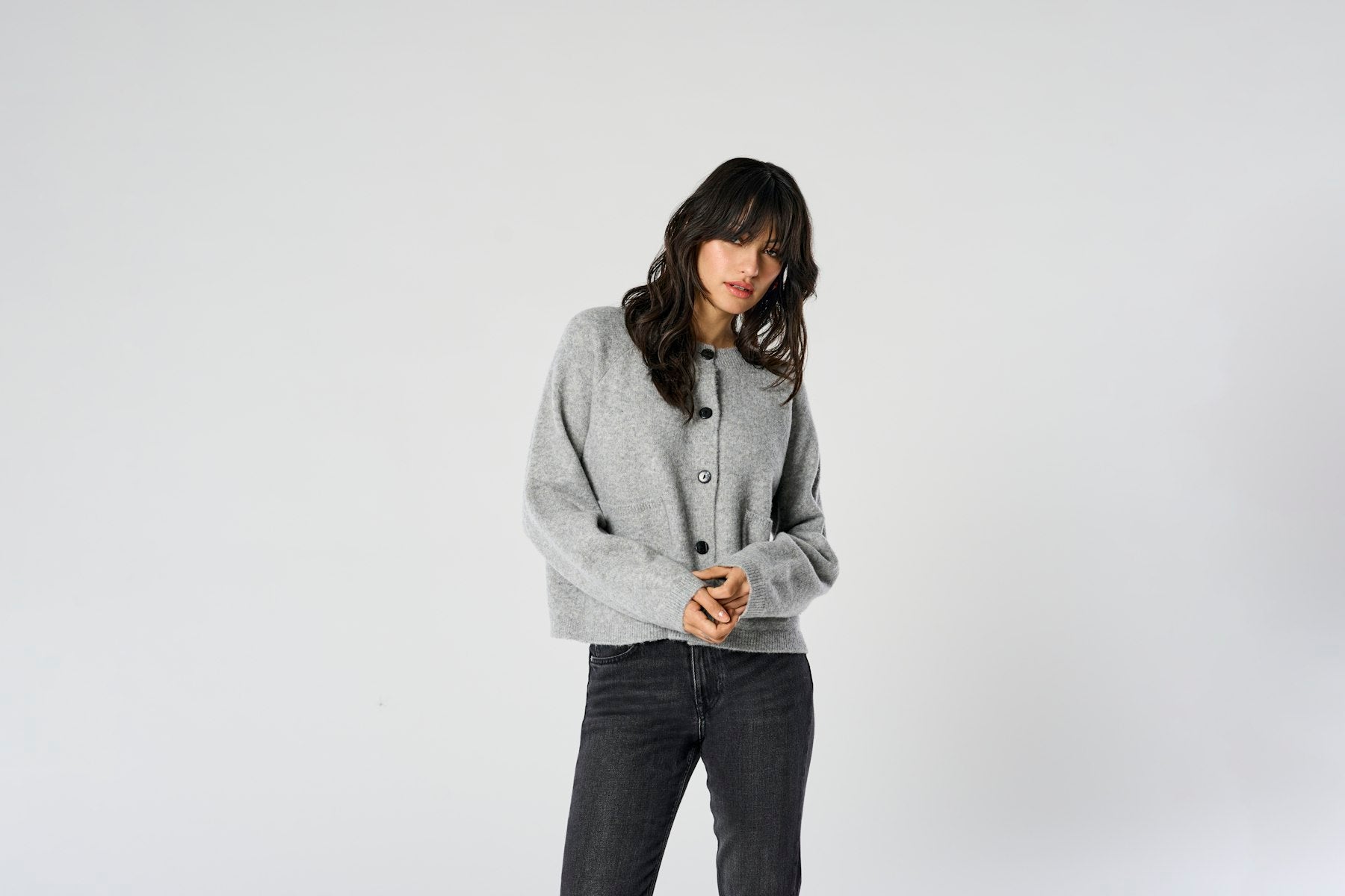 Piedmont Light Grey Button Cardigan