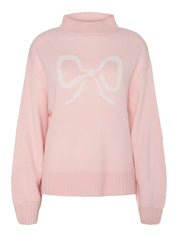 Josephine Pink Bow Roll Neck Jumper