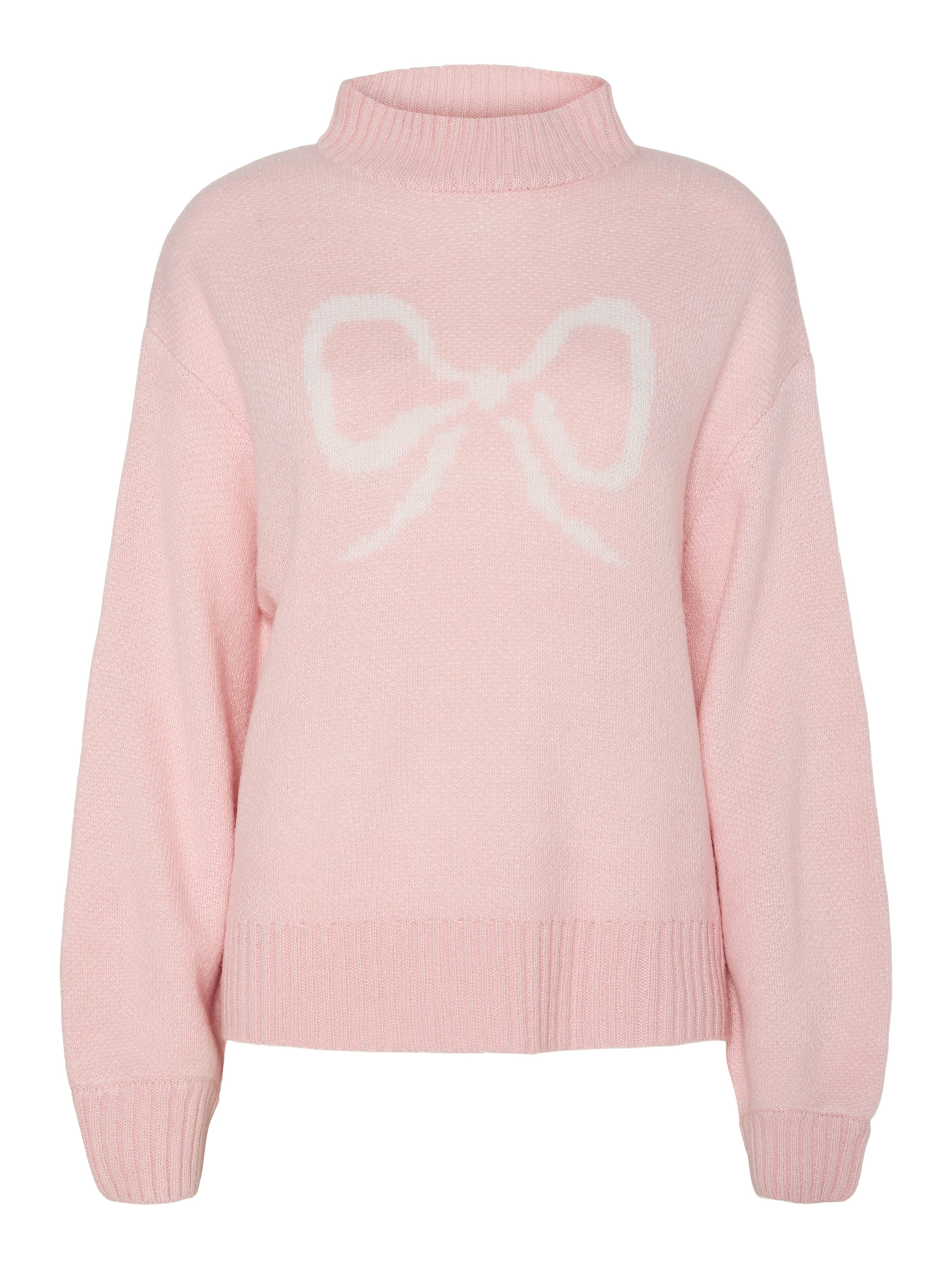 Josephine Pink Bow Roll Neck Jumper