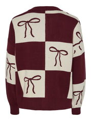 Jette Bow Burgundy Cardigan