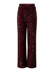 Kam Sequin Wide Leg Trousers - Wine