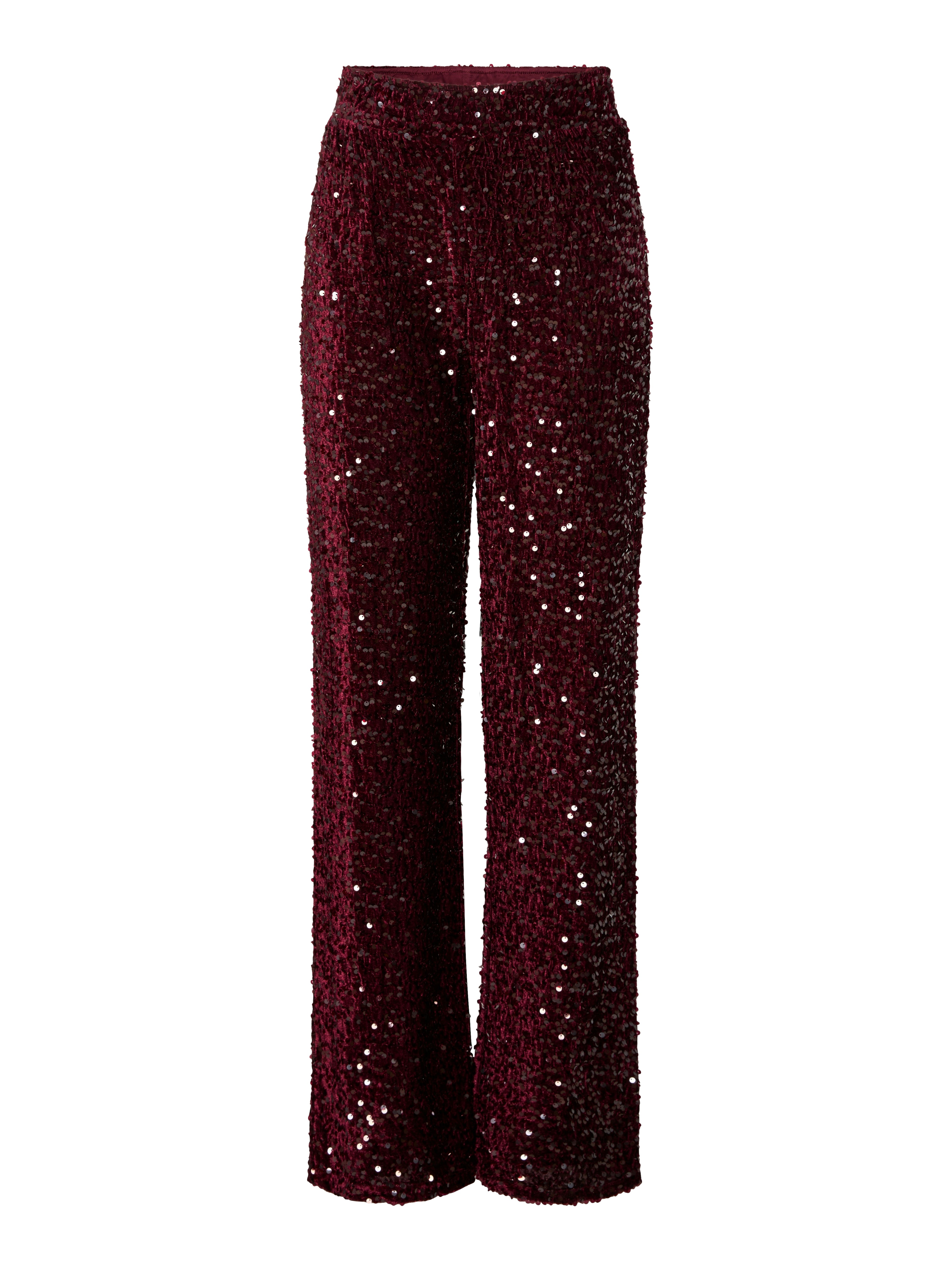 Kam Sequin Wide Leg Trousers - Wine