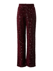 Kam Sequin Wide Leg Trousers - Wine