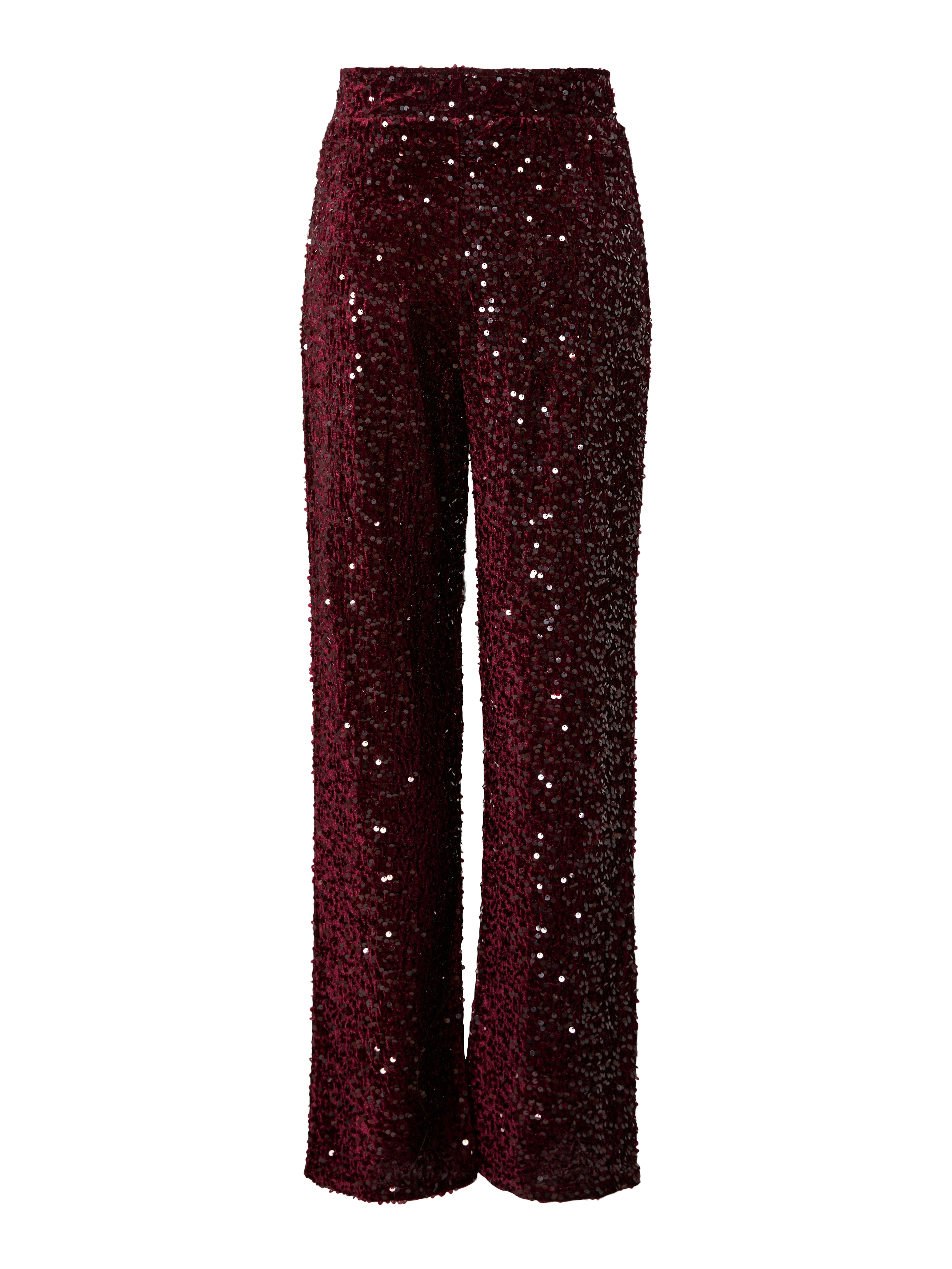 Kam Sequin Wide Leg Trousers - Wine