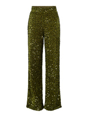 Kam Sequin Wide Leg Trousers - Green