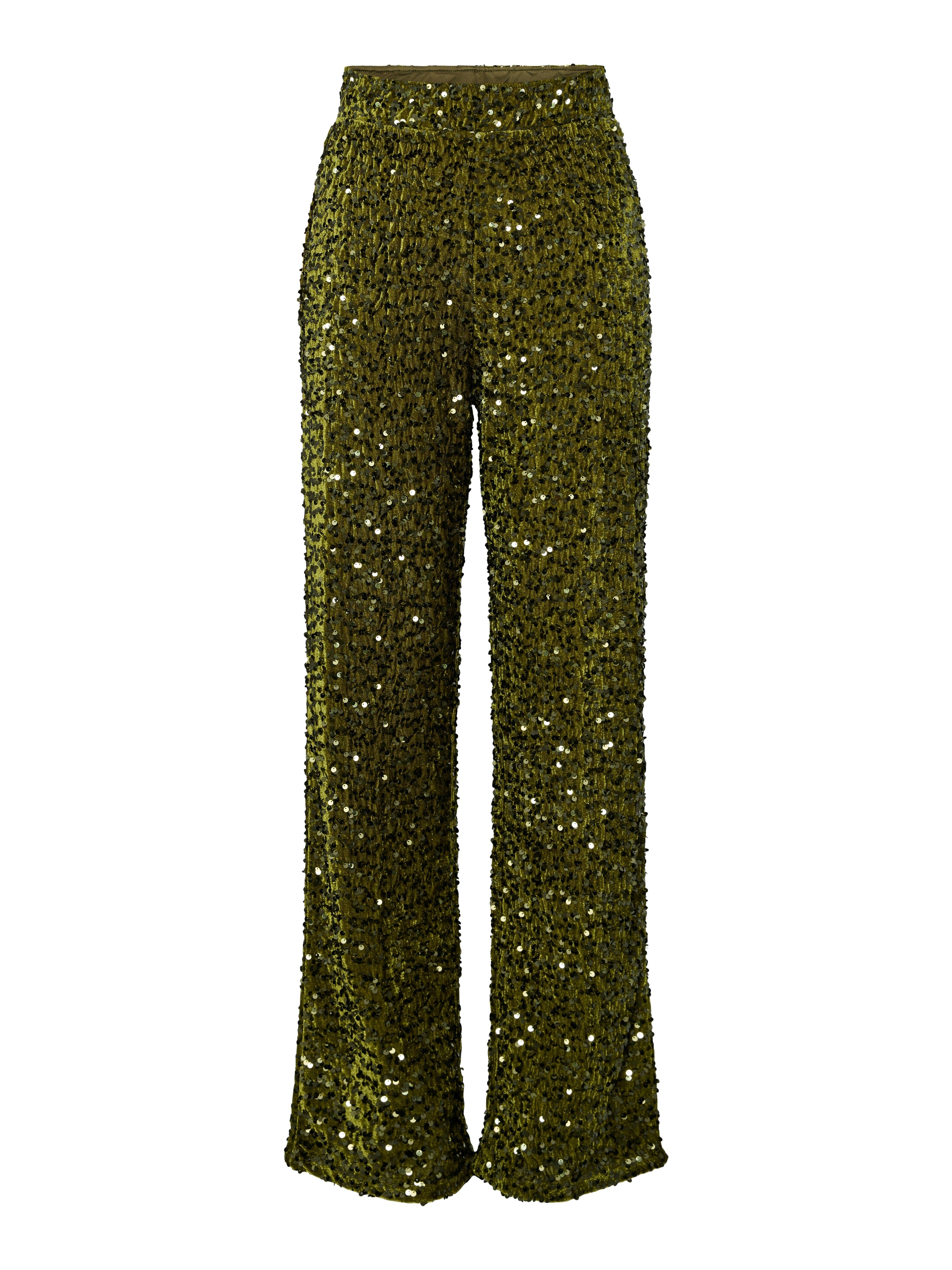 Kam Sequin Wide Leg Trousers - Green
