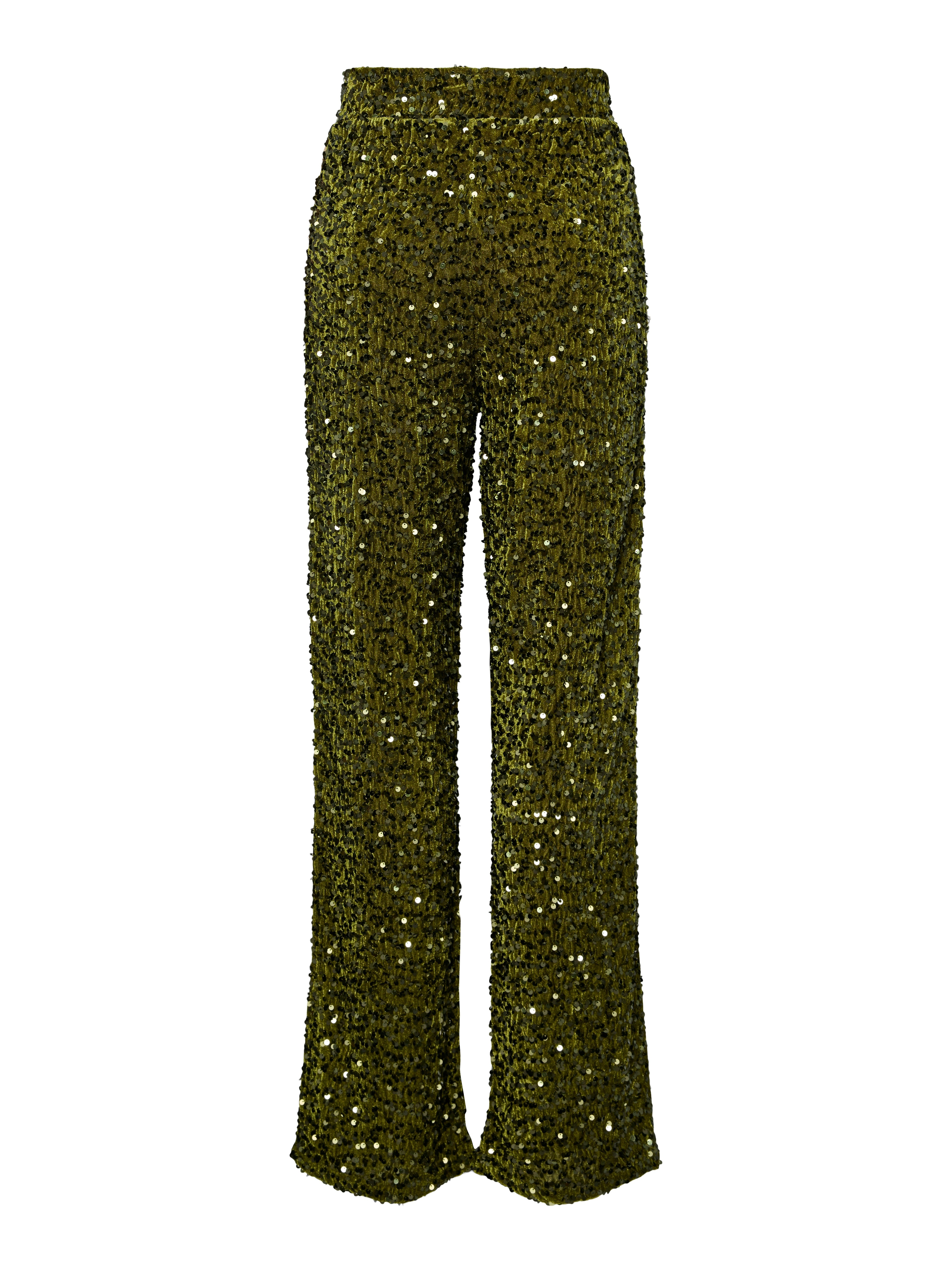 Kam Sequin Wide Leg Trousers - Green