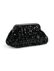 Kam Black Sequin Clutch Bag