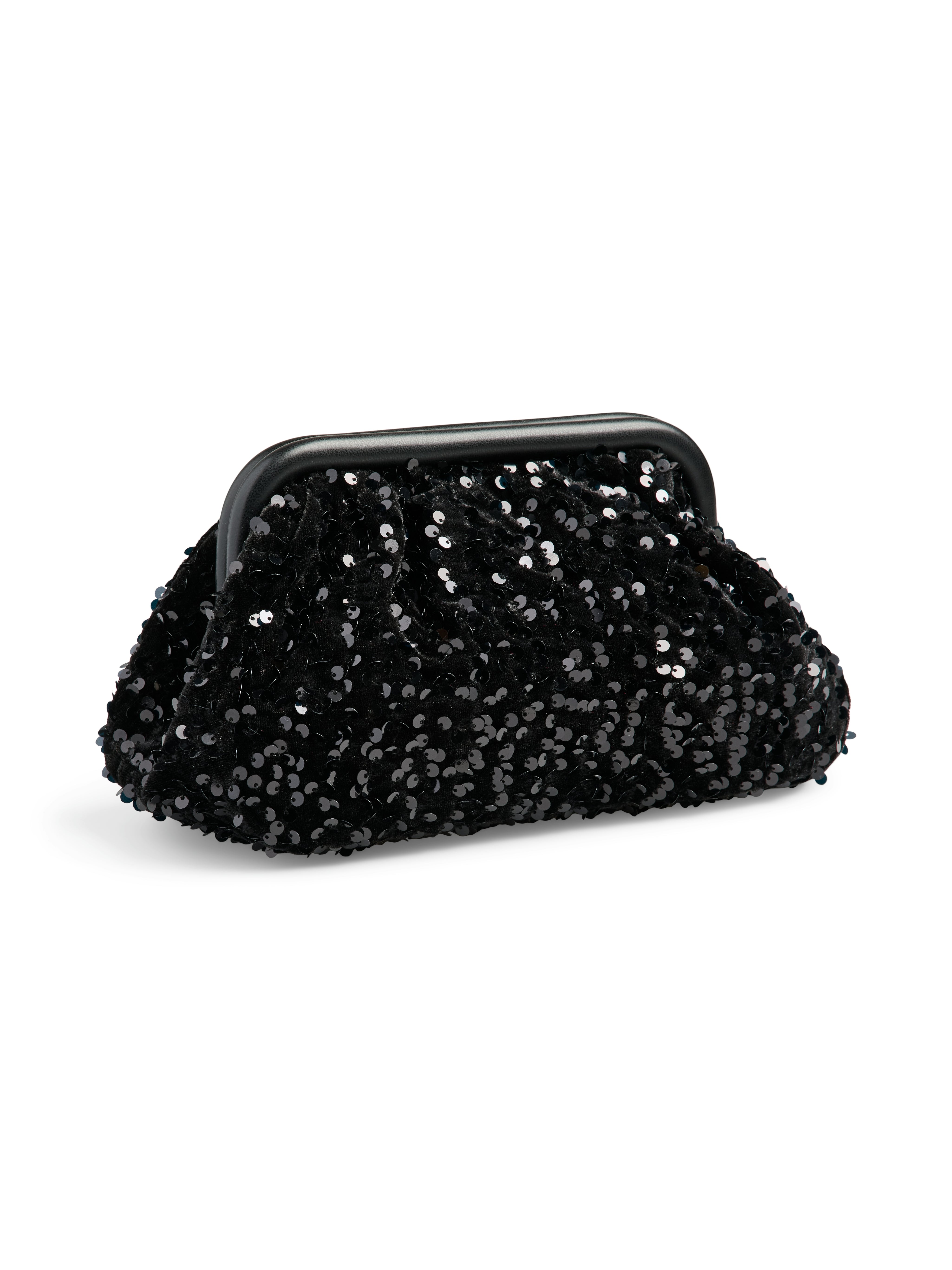 Kam Black Sequin Clutch Bag
