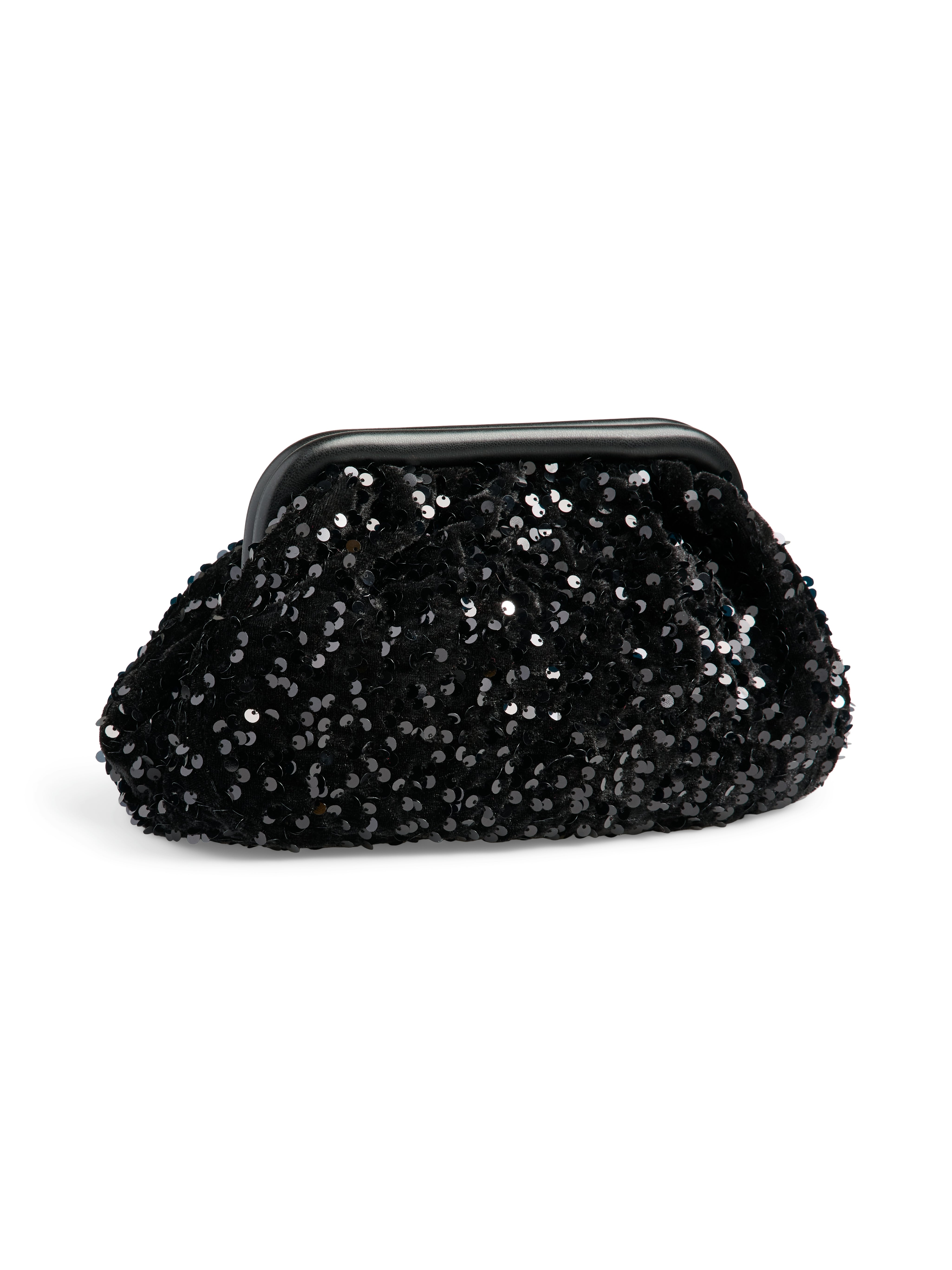 Kam Black Sequin Clutch Bag