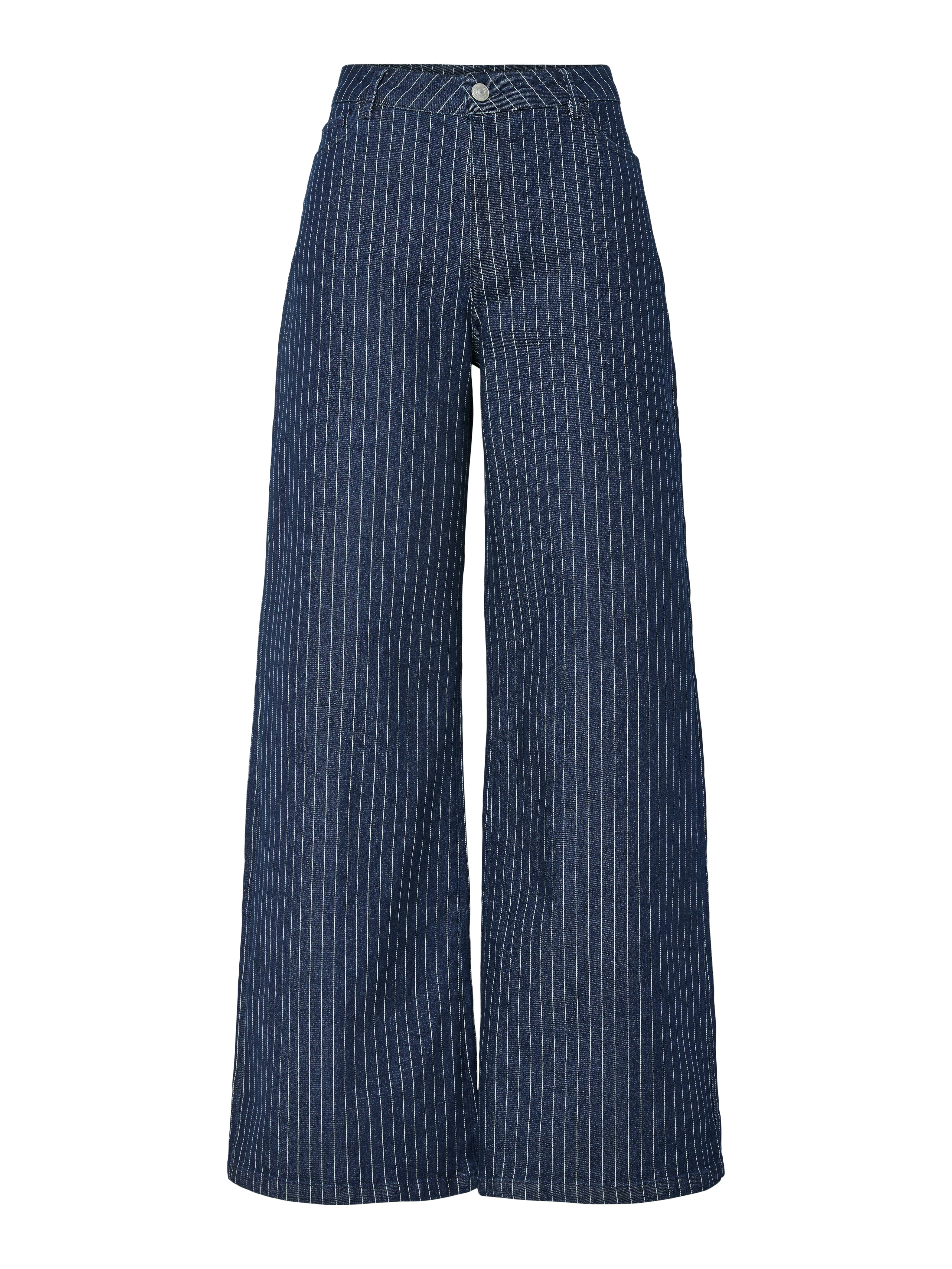 Rose Pinstripe Wide Leg Jeans