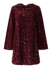 Kam Sequin Bow Back Swing Dress - Wine