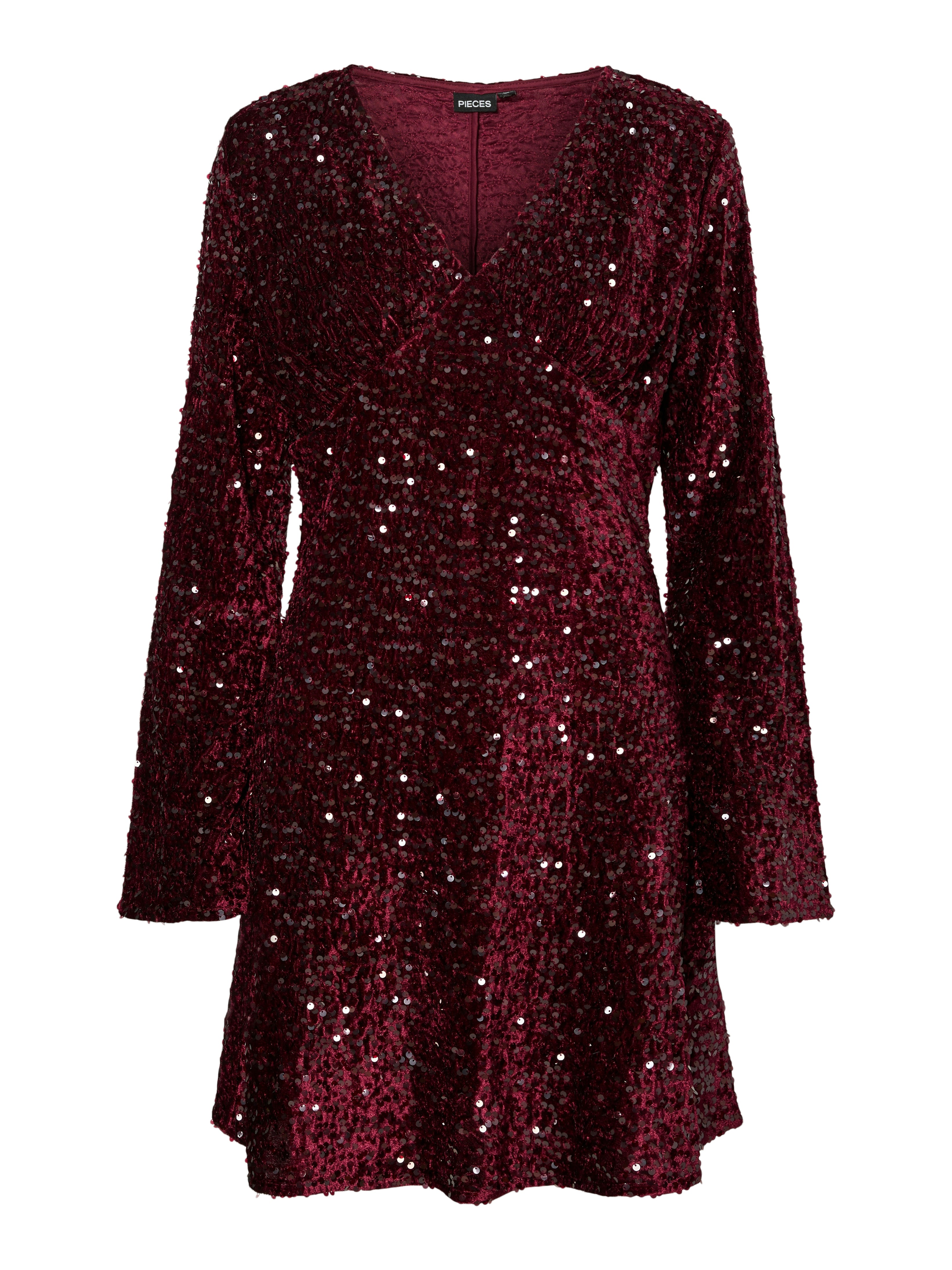 Kam V-neck Sequin Mini Dress Wine