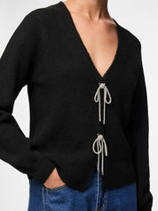 Anna Diamante Bow V-neck Cardigan