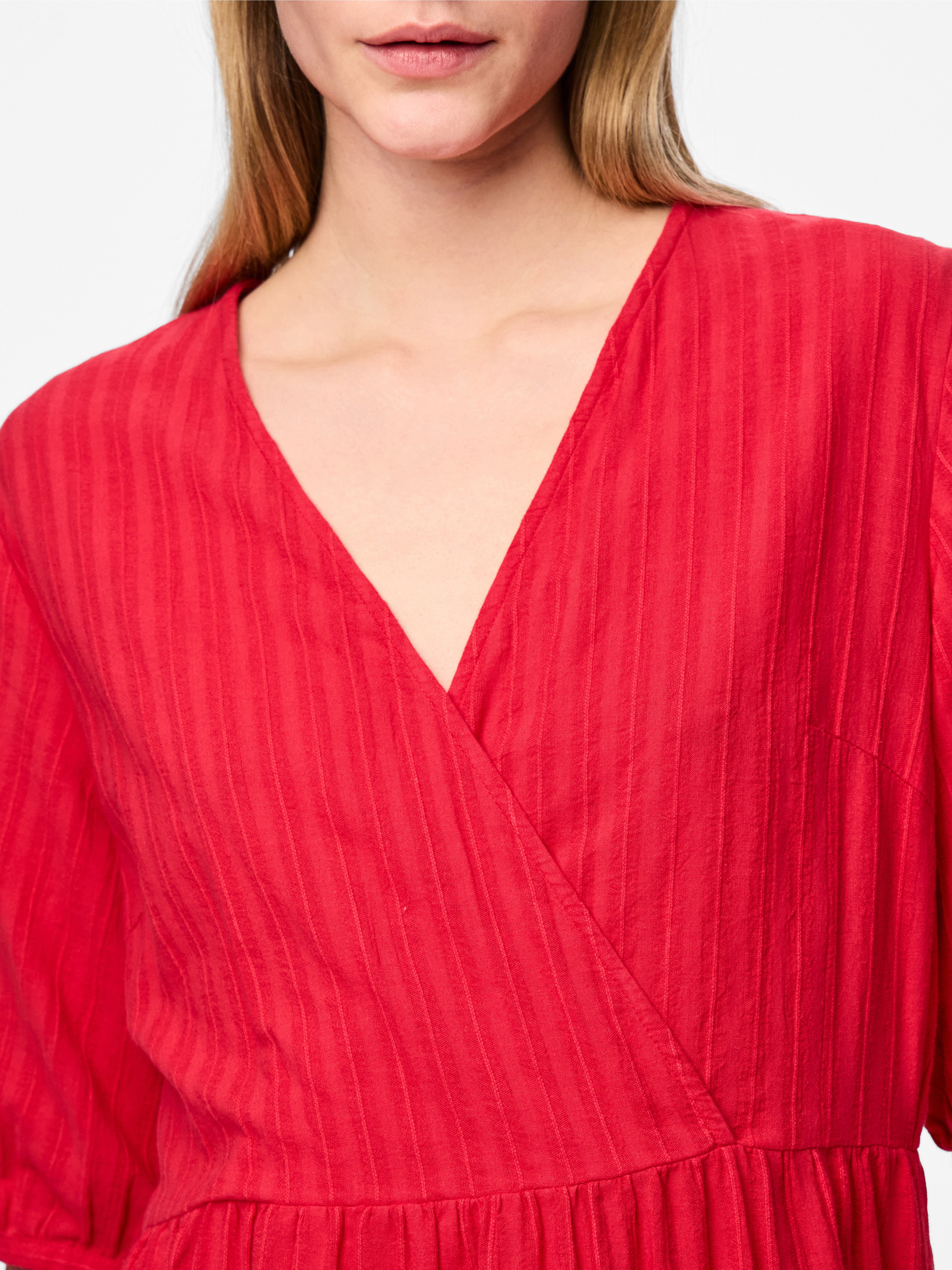 Sanon Red V-neck Midi Dress