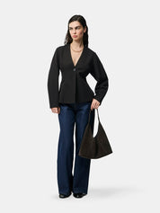 Kamil Black Waisted Button Blazer