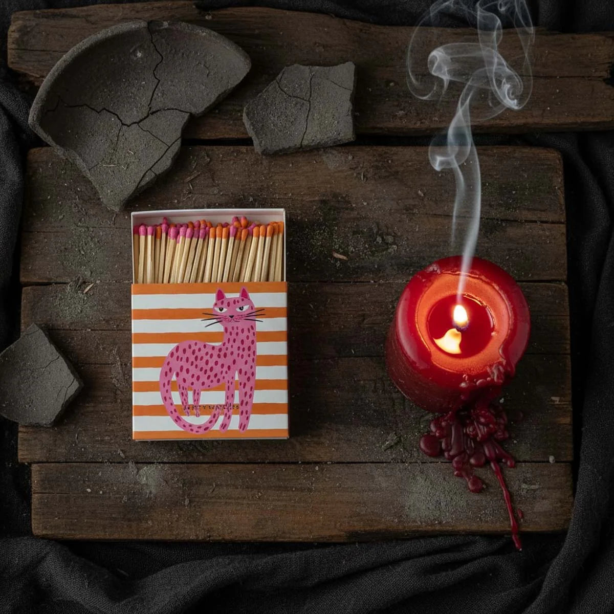 Pink Cat Safety Match Box
